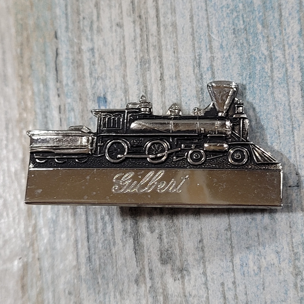 Gilbert Silver Train Tie clip